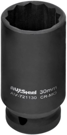 Головка торцевая ударная 12-ти гранная AV Steel AV-721130 1/2", удлиненная, 30 мм
