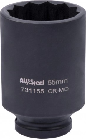 Головка ударная 12-ти гранная 3/4 AV Steel AV-731155 удлиненная 55мм