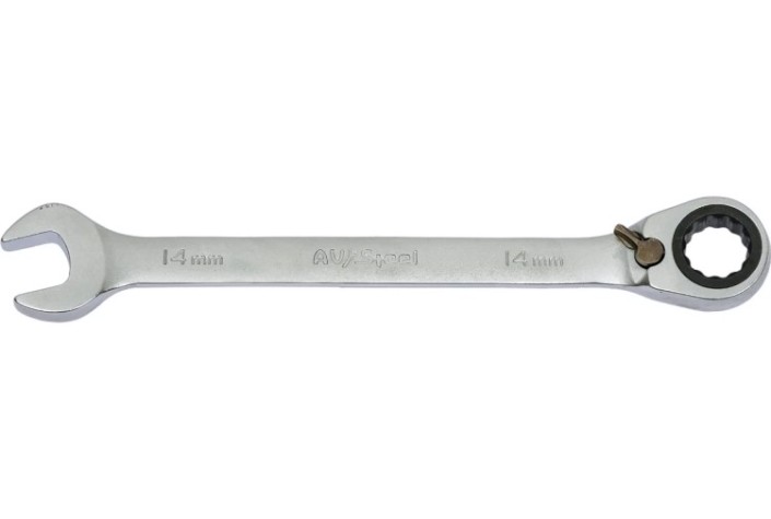 Ключ комбинированный AV Steel AV-315114 трещоточный с реверсом, 14 мм
