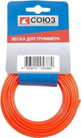 Леска триммерная СОЮЗ ТЛ3535-2.4-S-15 d=2.4 мм, l=15м, крученый квадрат серая Леска триммерная СОЮЗ ТЛ3535-2.4-S-15 d=2.4 мм, l=15м, крученый квадрат серая