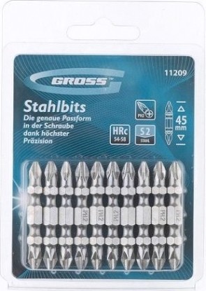 Набор бит GROSS 11209 10 предметов PH 2 хPH 2 х 45 Сталь S2 (10шт) [11209]
