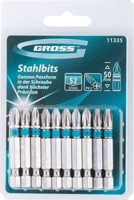 Набор бит GROSS 11335 10 предметов PH 2 х 50 Сталь S2 (10шт) [11335]