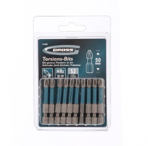 Набор бит GROSS 11496 торсионных PZ3x50 мм, 10 шт. Набор бит GROSS 11496 торсионных PZ3x50 мм, 10 шт.