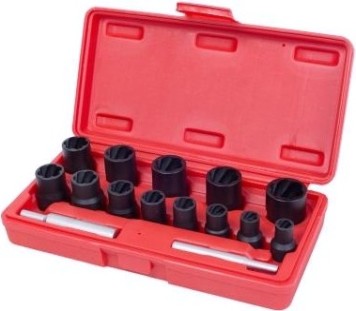 Набор головок для поврежденных гаек и болтов МАСТАК 109-30015C 3/8" и 1/2", 8-21 мм, 15 предметов