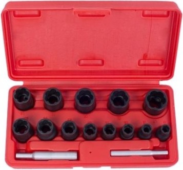 Набор головок для поврежденных гаек и болтов МАСТАК 109-30015C 3/8" и 1/2", 8-21 мм, 15 предметов Набор головок для поврежденных гаек и болтов МАСТАК 109-30015C 3/8" и 1/2", 8-21 мм, 15 предметов