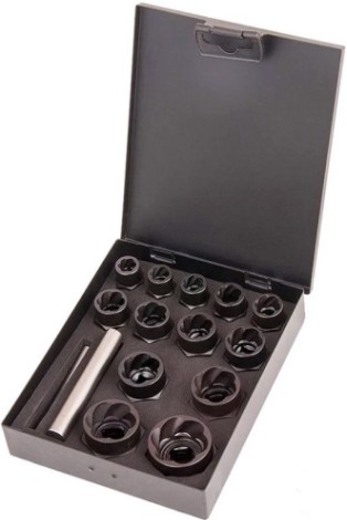Набор головок-экстракторов AV Steel AV-921096 для поврежденных болтов, гаек 9-27мм, 15 предм.