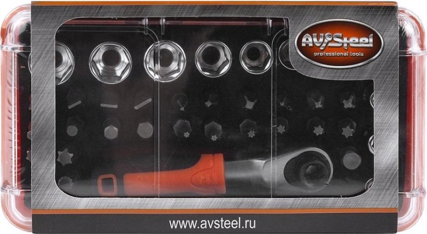 Набор головок и бит AV Steel AV-071037 1/4" 37 предметов
