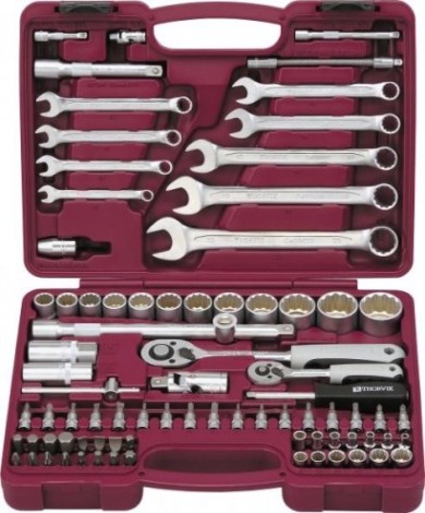 Набор инструментов THORVIK 1/4", 1/2"DR с головками торцевыми 12 универсальный [052805]