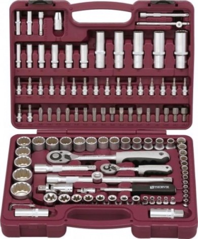 Набор инструментов THORVIK 1/4", 1/2"DR с головками торцевыми 12 универсальный [052809]