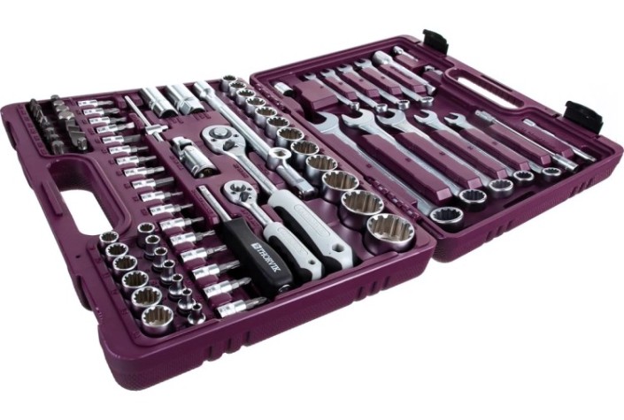 Набор инструментов THORVIK 1/4", 1/2"DR с головками торцевыми MultiProf, 77 п универсальный [052804]