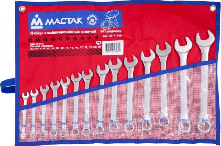 Набор ключей комбинированных МАСТАК 0211-14P 14 предметов