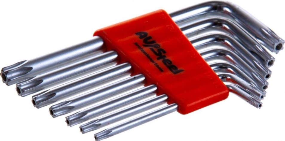 Набор ключей TORX AV Steel AV-367307 с отверстием th10-th40 7 предм. Набор ключей TORX AV Steel AV-367307 с отверстием th10-th40 7 предм.