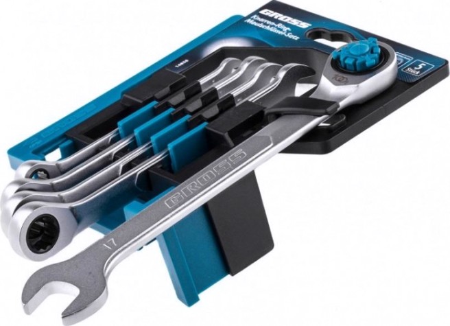 Набор комбинированных ключей с трещоткой GROSS 14858 5 предметов Набор комбинированных ключей с трещоткой GROSS 14858 5 предметов