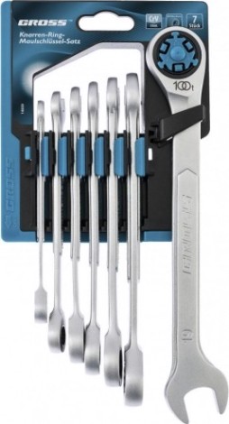 Набор комбинированных ключей с трещоткой GROSS 14859 7 предметов