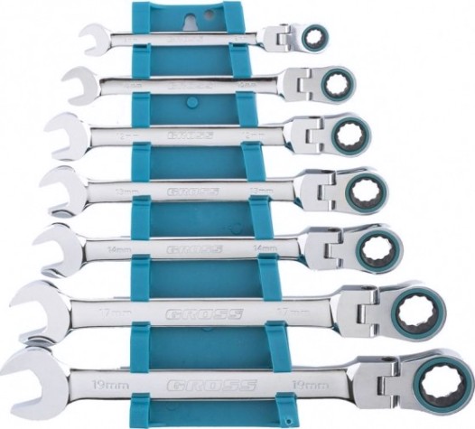 Набор комбинированных ключей с трещоткой GROSS 14891 7 предметов