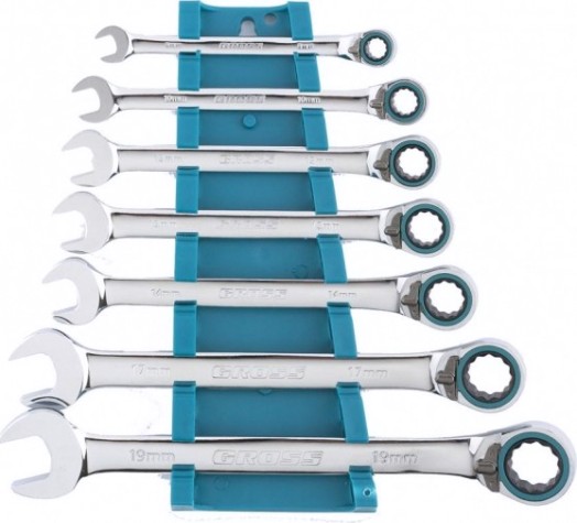 Набор комбинированных ключей с трещоткой GROSS 14892 7 предметов