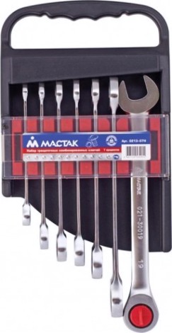 Набор комбинированных ключей с трещоткой МАСТАК 0213-07H 7 предметов