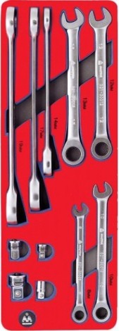 Набор комбинированных ключей в лотке МАСТАК 5-21311 11 предметов