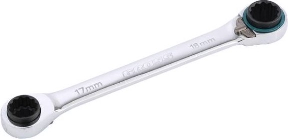 Набор накидных ключей GROSS 8-19 мм с трещоткой многоразмерные, 2 шт [14893]