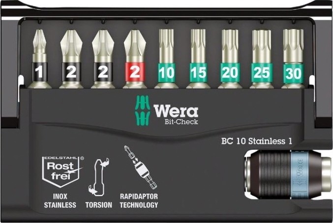 Набор насадок WERA Bit-Check, Edelstahl BC 10/9 SB,WE-073630 [WE-073630]