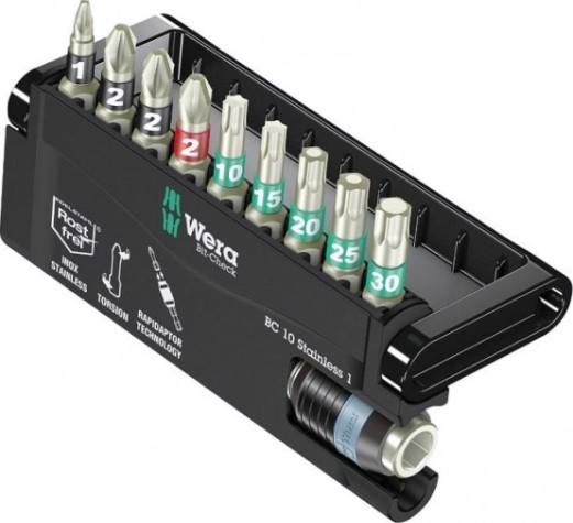 Набор насадок WERA Bit-Check, Edelstahl BC 10/9 Stainless, 9TLG, WE-071110 [WE-071110]