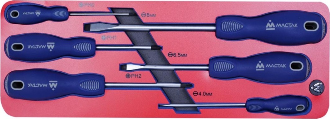 Набор отверток в лотке МАСТАК 5-4006 6 предметов