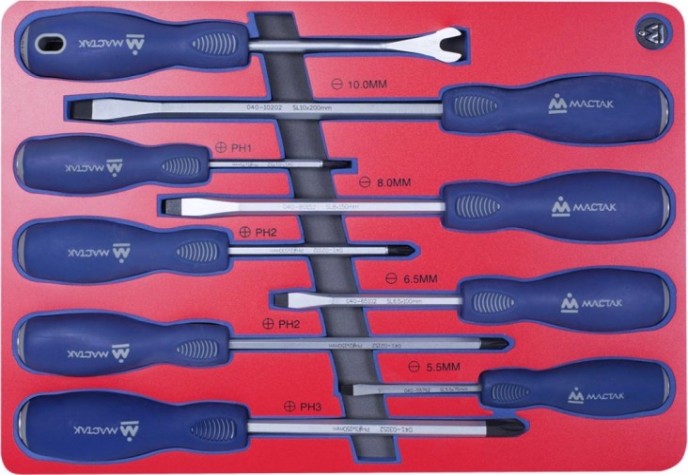 Набор отверток в лотке МАСТАК 5-4009D 9 предметов