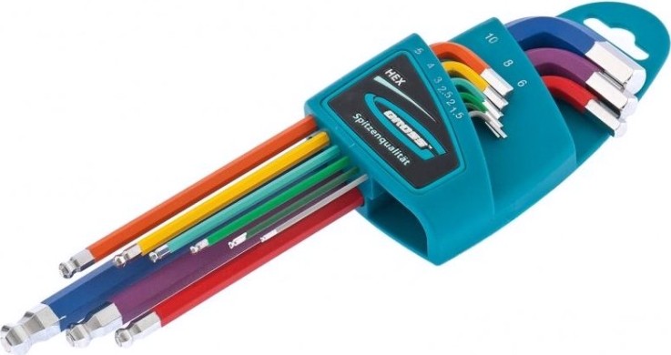 Набор шестигранников GROSS hex 1,5–10 мм, s2, магнит, экстрадлинные с шаровым окончанием [16400]