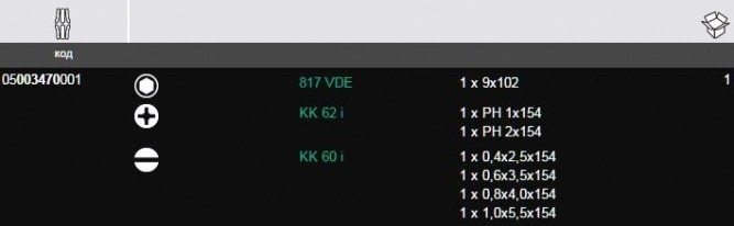 Набор сменных стержней WERA Kraftform Kompakt VDE WE-003470 [WE-003470]