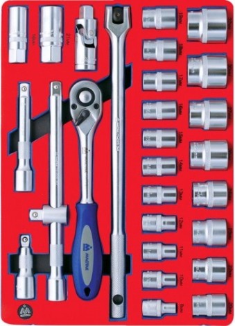 Набор торцевых головок в лотке МАСТАК 5-004228 28 предметов Набор торцевых головок в лотке МАСТАК 5-004228 28 предметов