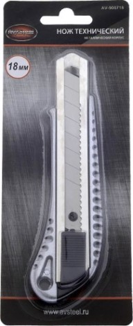Нож алюминиевый корпус 18 мм AV Steel AV-900718