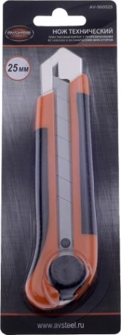 Нож для строительных работ AV Steel AV-900525 Нож с прорезиненной ручкой 25 мм