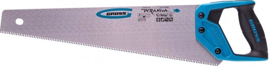 Ножовка по дереву GROSS 400 мм "piranha", 11-12 tpi, зуб-3d, каленый зуб, 2-х ком [24110]