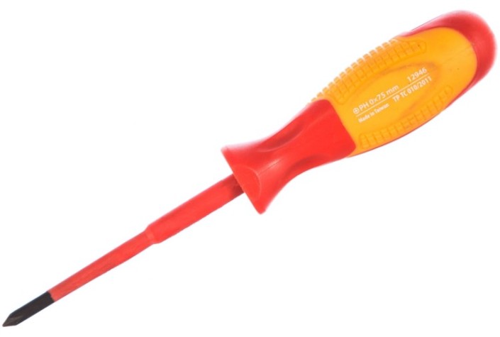 Отвертка крестовая диэлектрическая GROSS 12946 PH0х75 мм, до 1000B