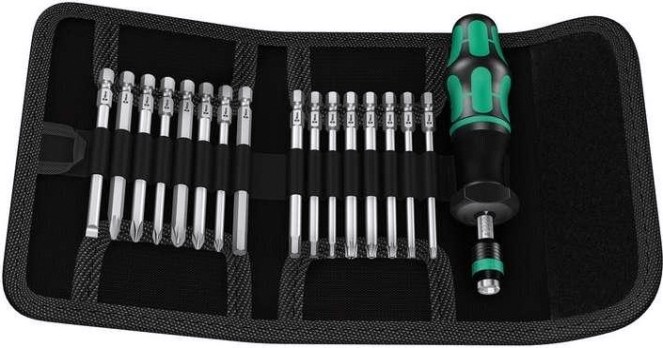 Отвертка с битами WERA Kraftform Kompakt 60 Torque 1,2 - 3,0 Nm, 17 предметов WE-059293 [WE-059293]
