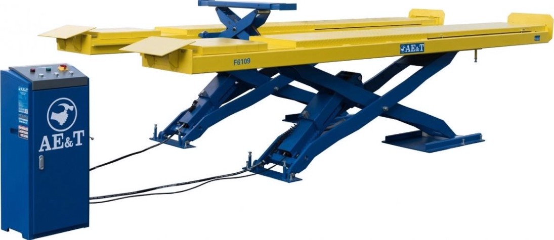 Подъемник пантографный AE&T F6109 (+LR) 4.5 т, для сход-развала., "в пол" 380В (5 мест) [F6109]