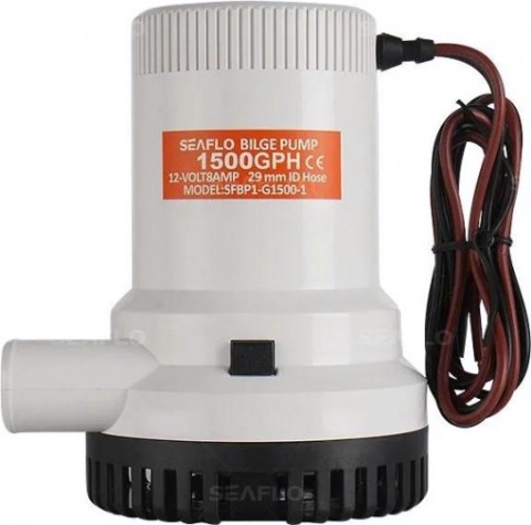 Помпа водооткачивающая SEAFLO трюмная, 12V 1500 галлон/час, патрубок 29 мм [SFBP1-G1500-01]