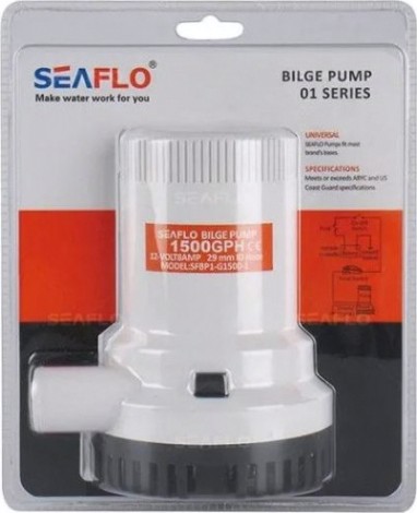 Помпа водооткачивающая SEAFLO трюмная, 12V 1500 галлон/час, патрубок 29 мм [SFBP1-G1500-01]