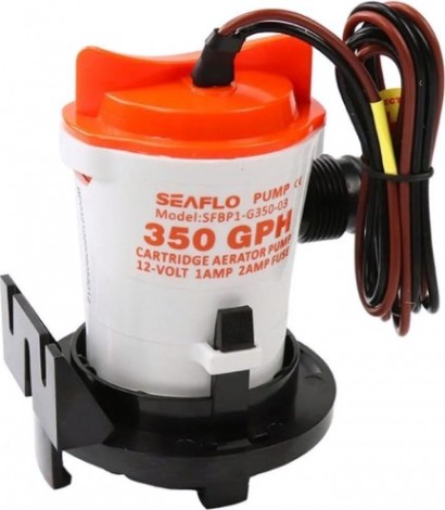 Помпа водооткачивающая SEAFLO трюмная, 12V 350 галлон/час, патрубок 19 мм, с переходниками [SFBP1-G350-03]