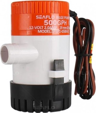 Помпа водооткачивающая SEAFLO трюмная, 12V 500 галлон/час, патрубок 19 мм [SFBP1-G500-01]