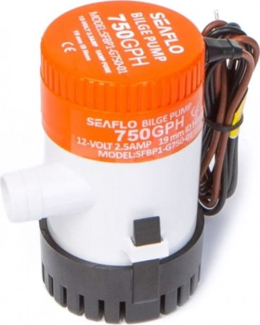 Помпа водооткачивающая SEAFLO трюмная, 12V 750 галлон/час, патрубок 19 мм [SFBP1-G750-01]