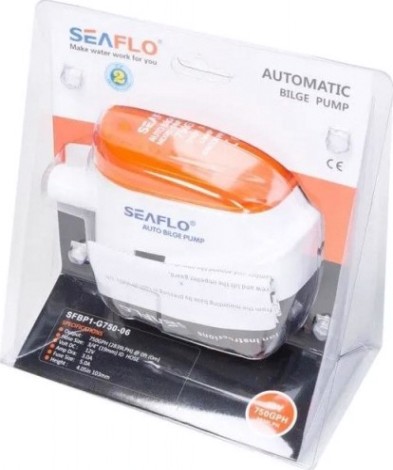 Помпа водооткачивающая SEAFLO трюмная, автоматическая, 12V 750 галлон/час, патрубок 19 мм, ток 5,0 А [SFBP1-G750-11]
