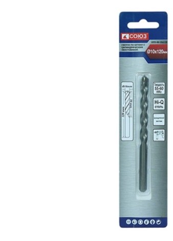 Сверло по бетону СОЮЗ 10x120 мм с цилиндрическим хвостовиком [1055-06-10x120]