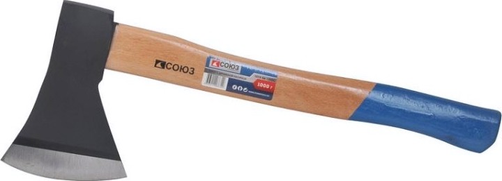 Топор СОЮЗ 1015-06-1000С 1000гр, деревянная рукоятка, кованая сталь