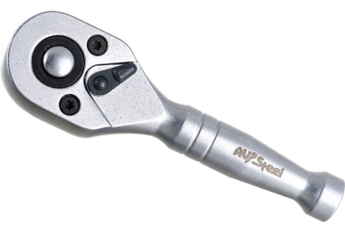 Трещотка 1/4" AV Steel AV-508600 72-зубца укороченная, 95 мм