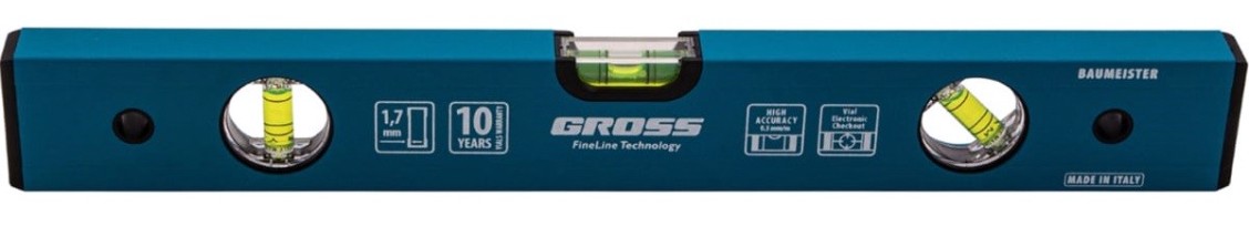 Уровень строительный GROSS 33624 алюминиевый, усиленный, 400 мм Уровень строительный GROSS 33624 алюминиевый, усиленный, 400 мм